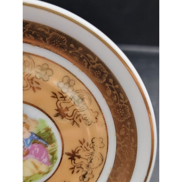 Vintage EW Japan 585 Victorian Porcelain Demitasse Cup & Saucer Set w/ Gold Trim - Picture 9 of 13